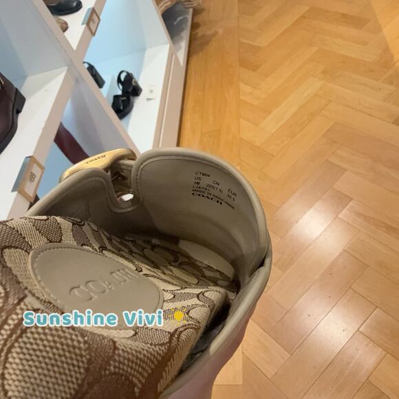 NWT Coach Woman's Archival Buckle Clog Shoes Oat Suede and Signature CCO05 us 8 - Picture 4 of 11